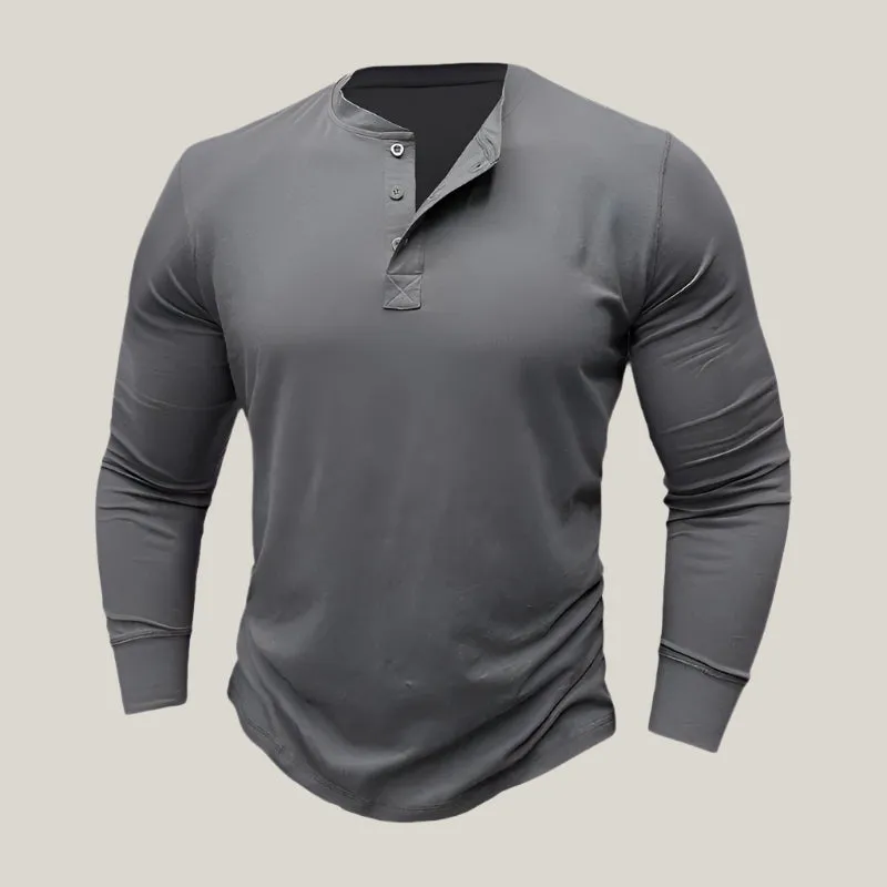 Massimo Long Sleeve Top | Modern Henley Shirt with Button Placket for Men