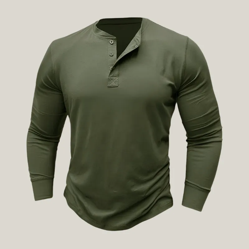Massimo Long Sleeve Top | Modern Henley Shirt with Button Placket for Men