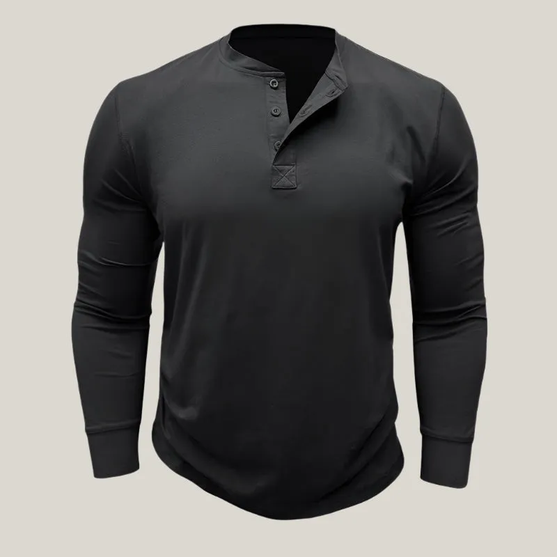 Massimo Long Sleeve Top | Modern Henley Shirt with Button Placket for Men