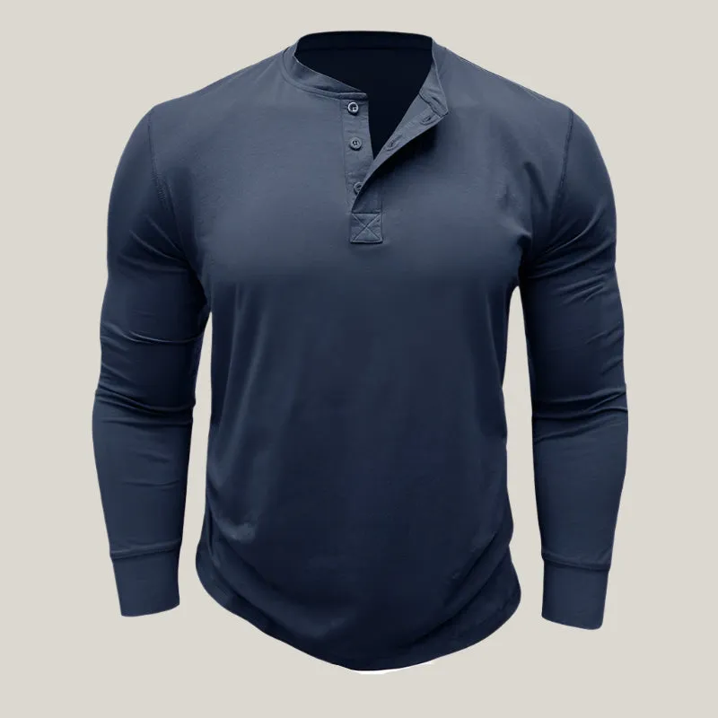 Massimo Long Sleeve Top | Modern Henley Shirt with Button Placket for Men