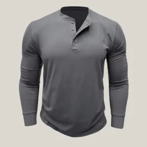 Massimo Long Sleeve Top | Modern Henley Shirt with Button Placket for Men