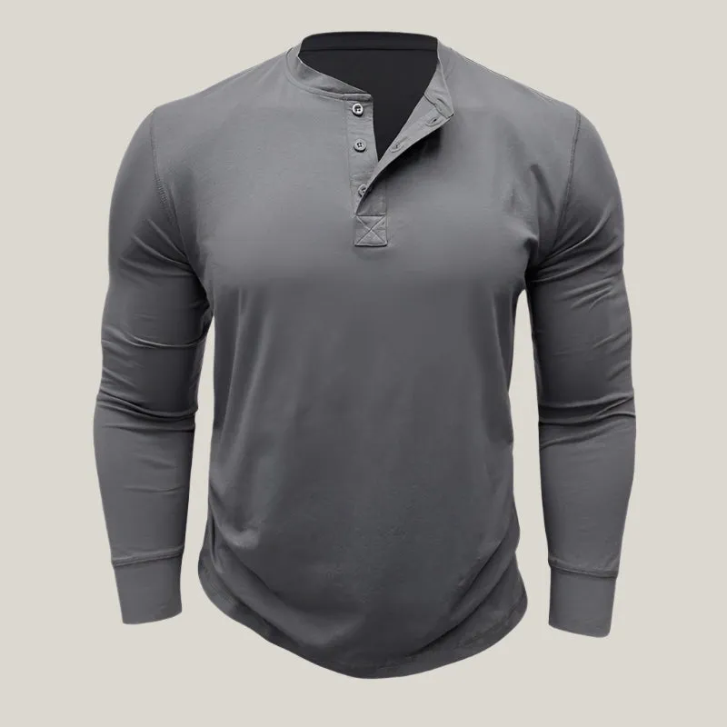Massimo Long Sleeve Top | Modern Henley Shirt with Button Placket for Men
