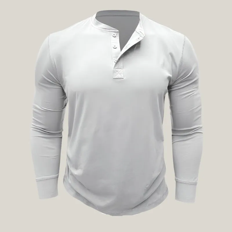 Massimo Long Sleeve Top | Modern Henley Shirt with Button Placket for Men