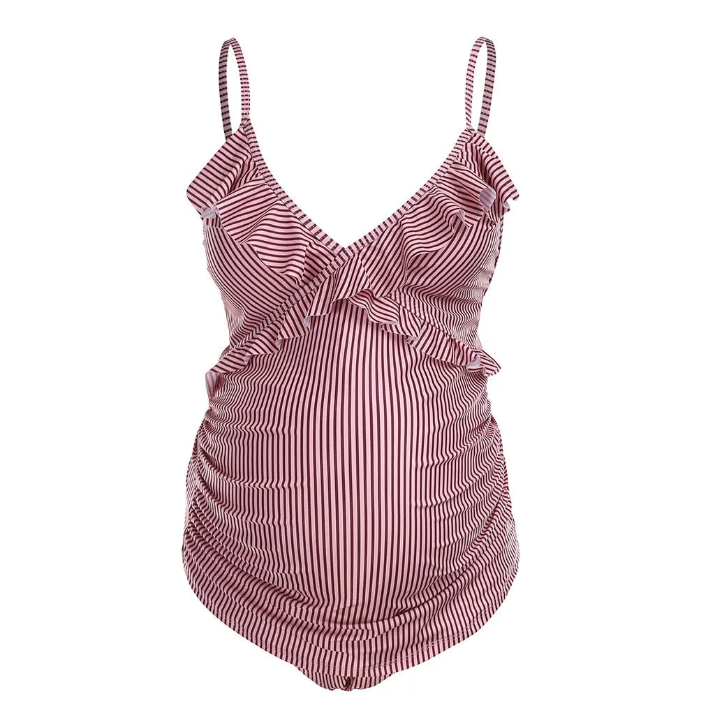 Maternity Women swimwear Ruffled one piece Swimsuit