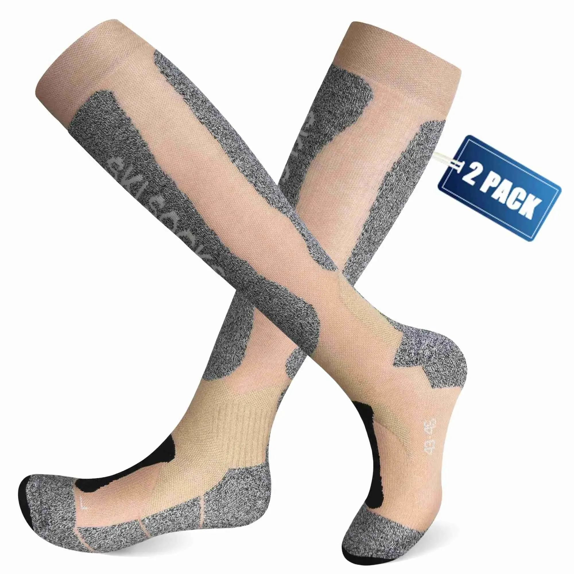 MCTi Thermolite Ski Socks - Winter Thermal Long Socks (2 Pairs)