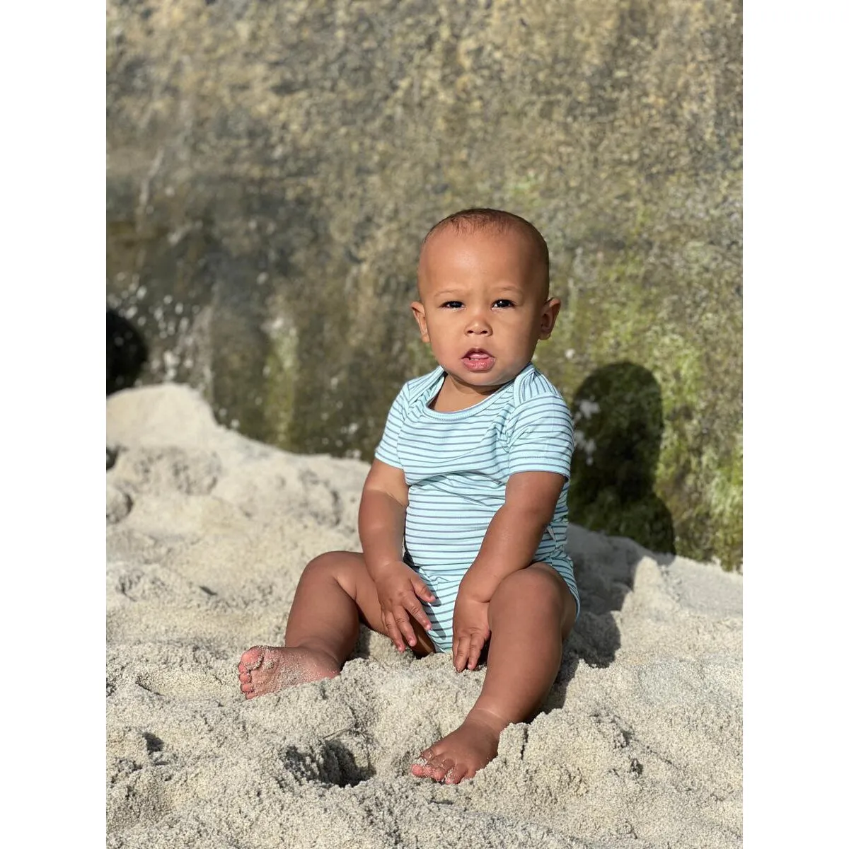 Me   Henry Walty Stripe Cotton Short Sleeve Onesie