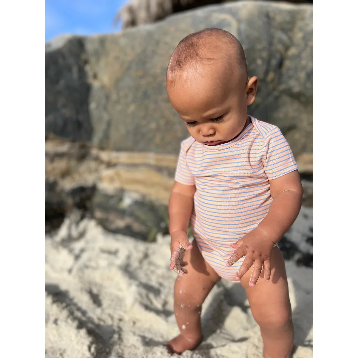 Me   Henry Walty Stripe Cotton Short Sleeve Onesie