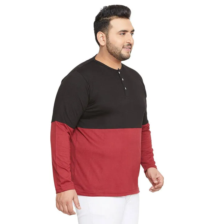 Men Plus Size Hillshire Colorblock Henley Tshirt