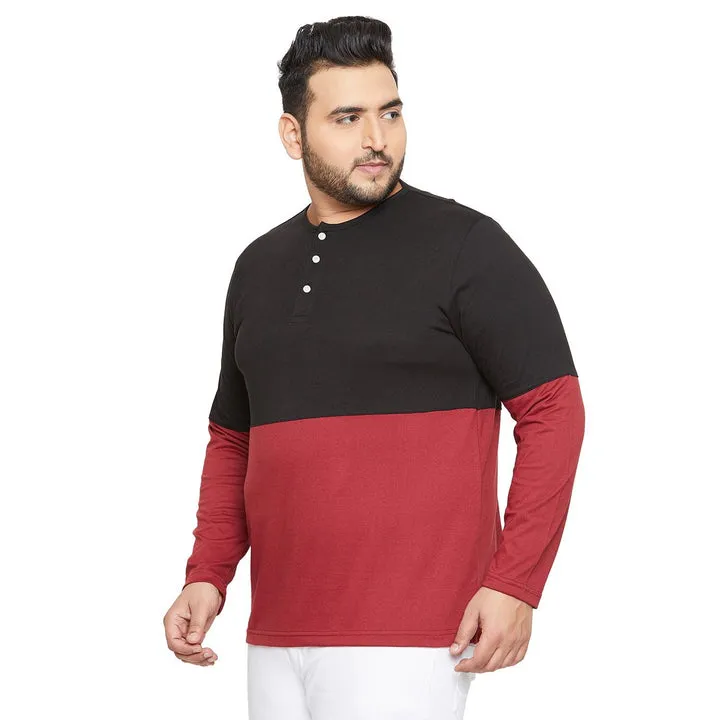 Men Plus Size Hillshire Colorblock Henley Tshirt