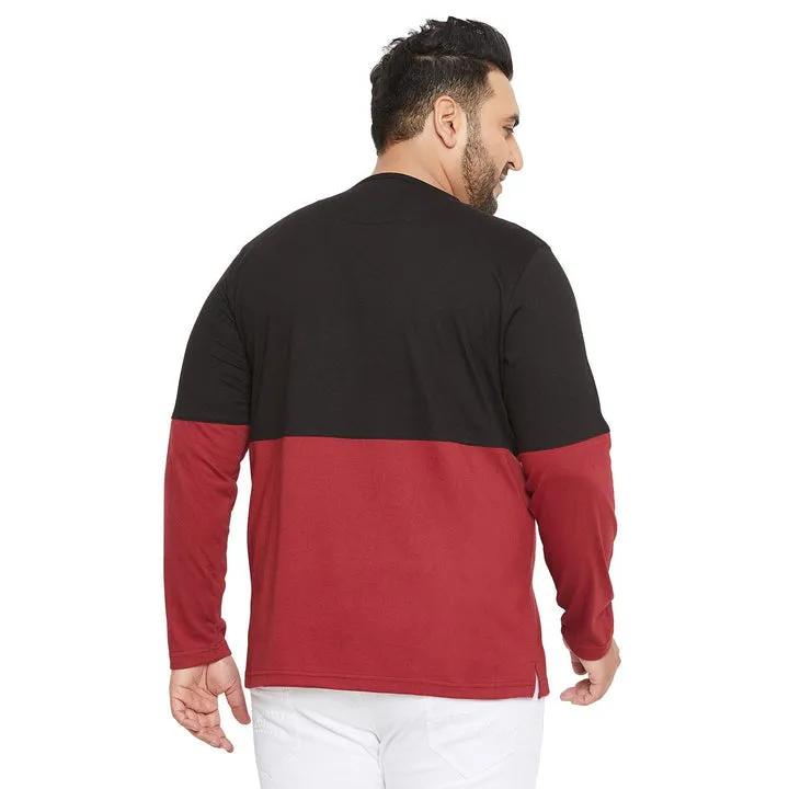 Men Plus Size Hillshire Colorblock Henley Tshirt