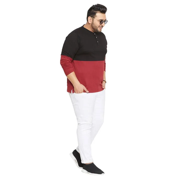 Men Plus Size Hillshire Colorblock Henley Tshirt