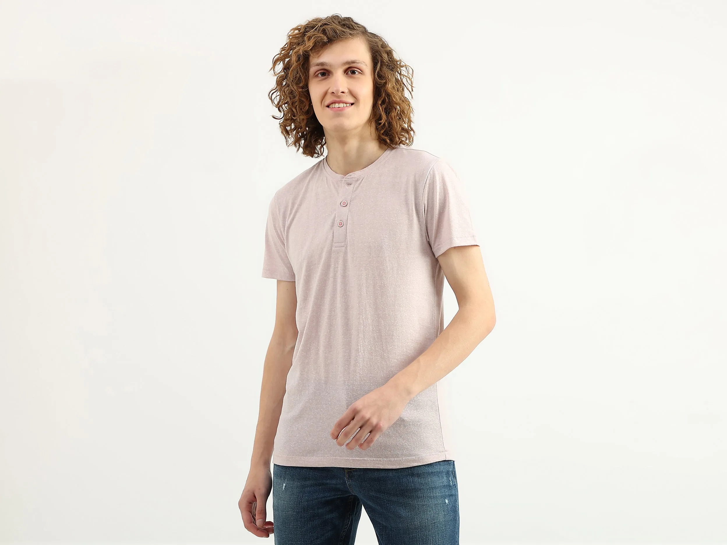 Men Textured V-Neck T-Shirt