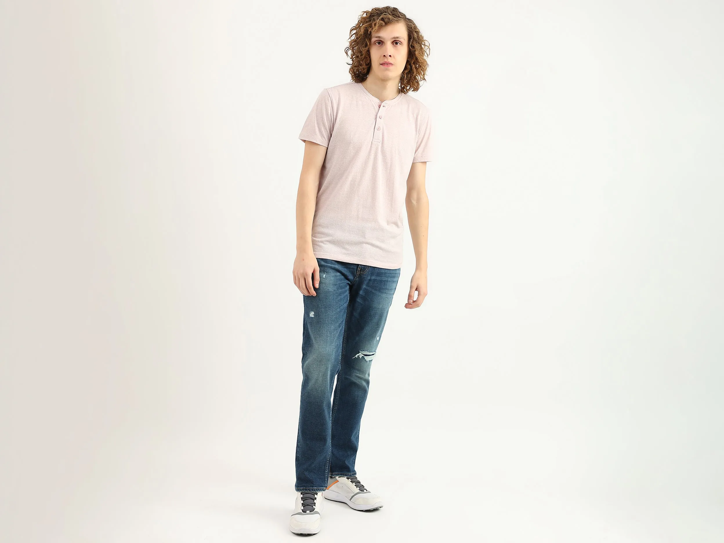 Men Textured V-Neck T-Shirt