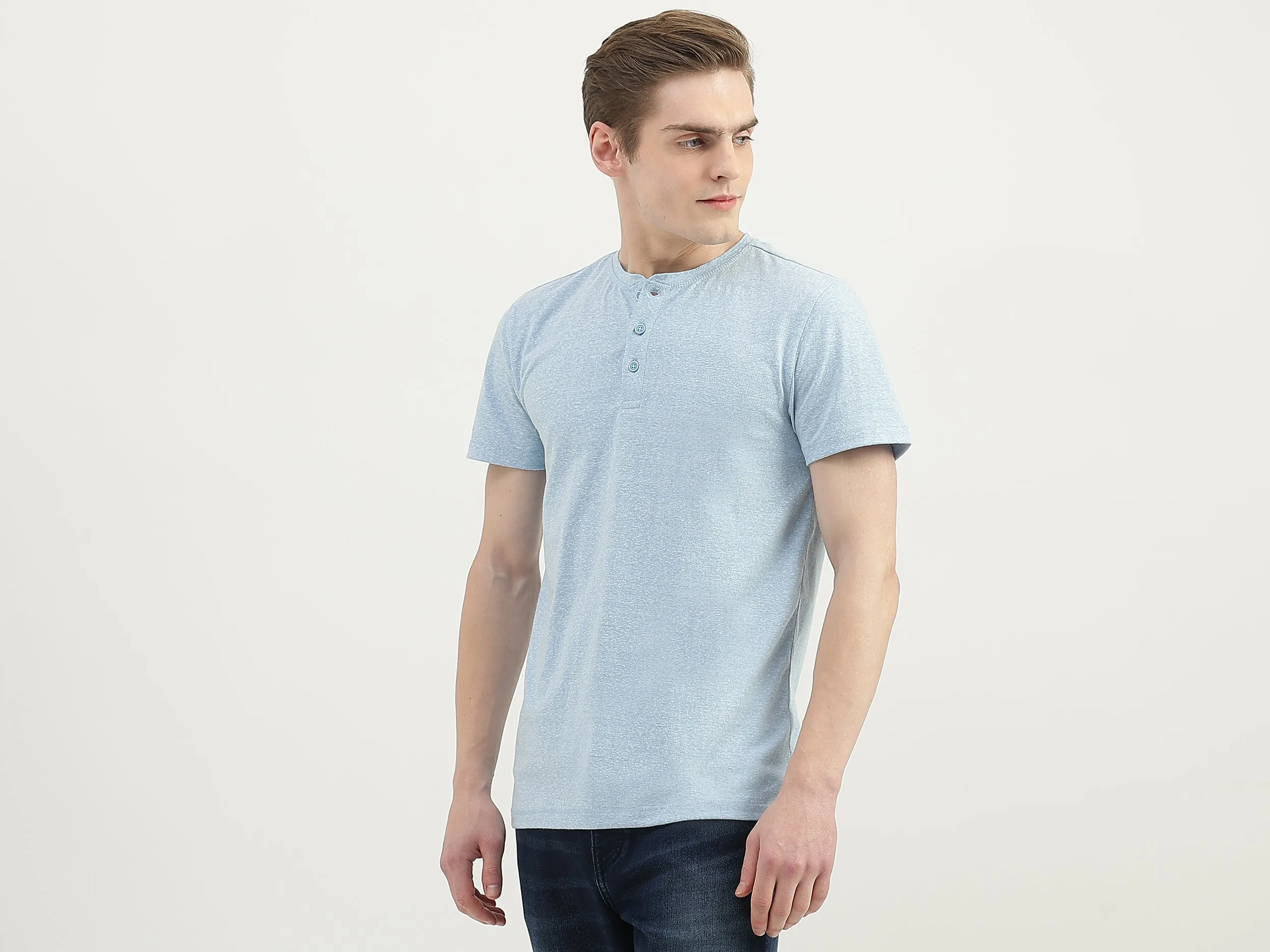 Men Textured V-Neck T-Shirt