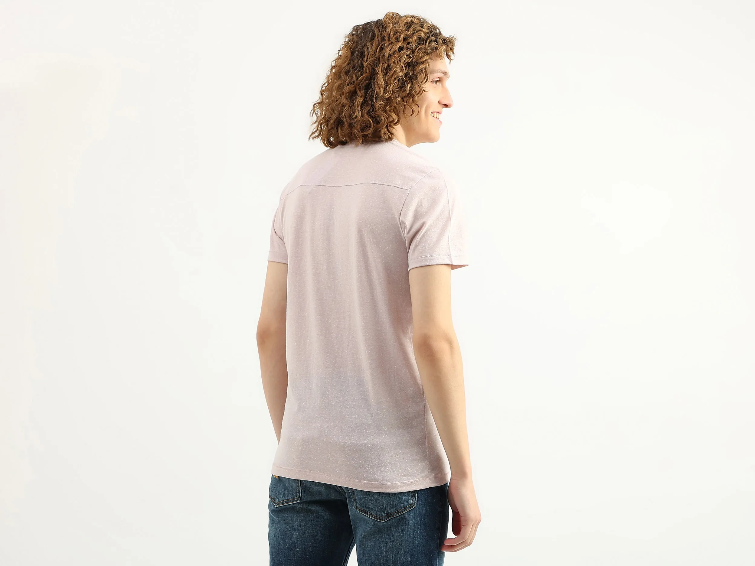 Men Textured V-Neck T-Shirt