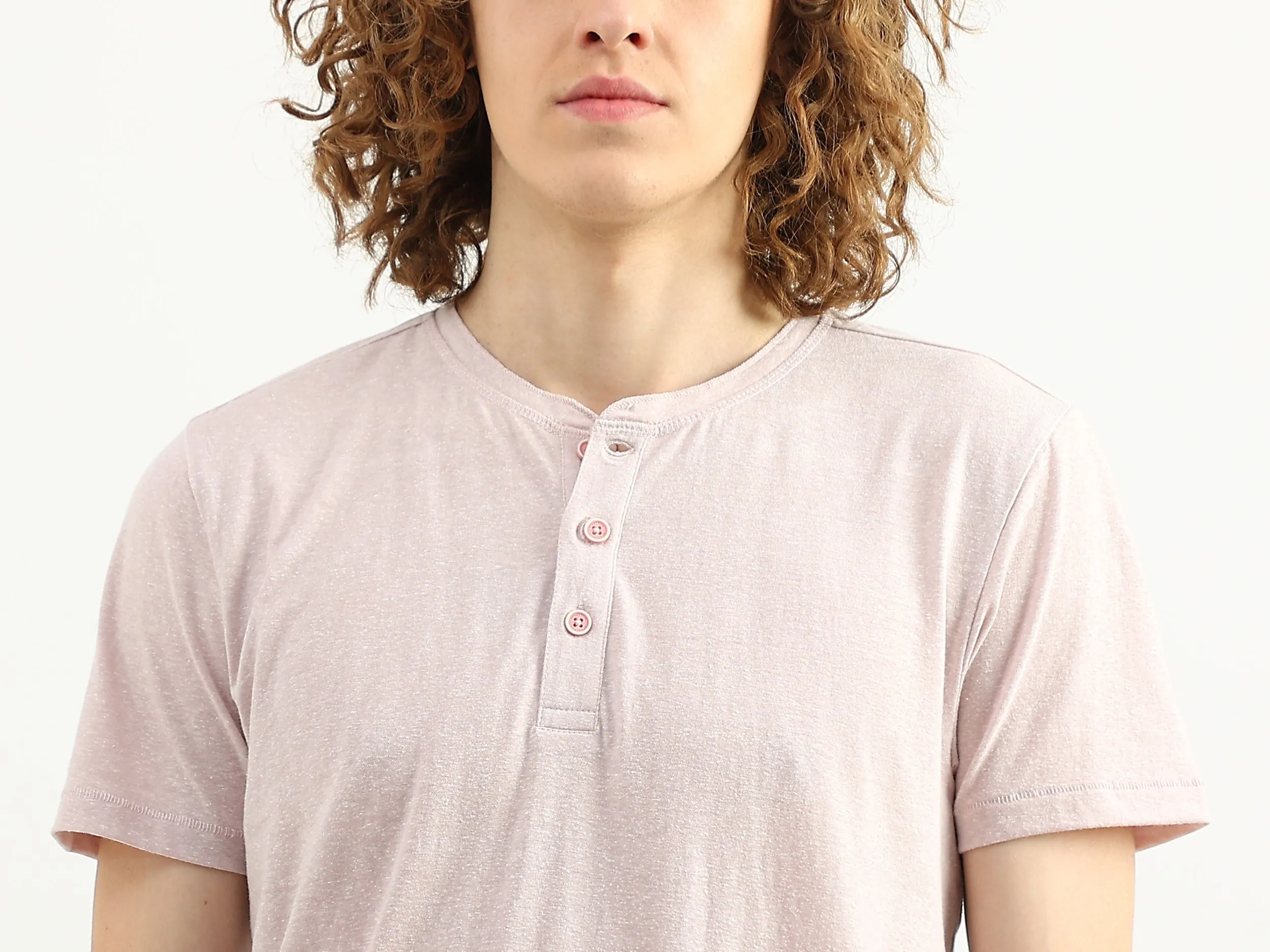Men Textured V-Neck T-Shirt