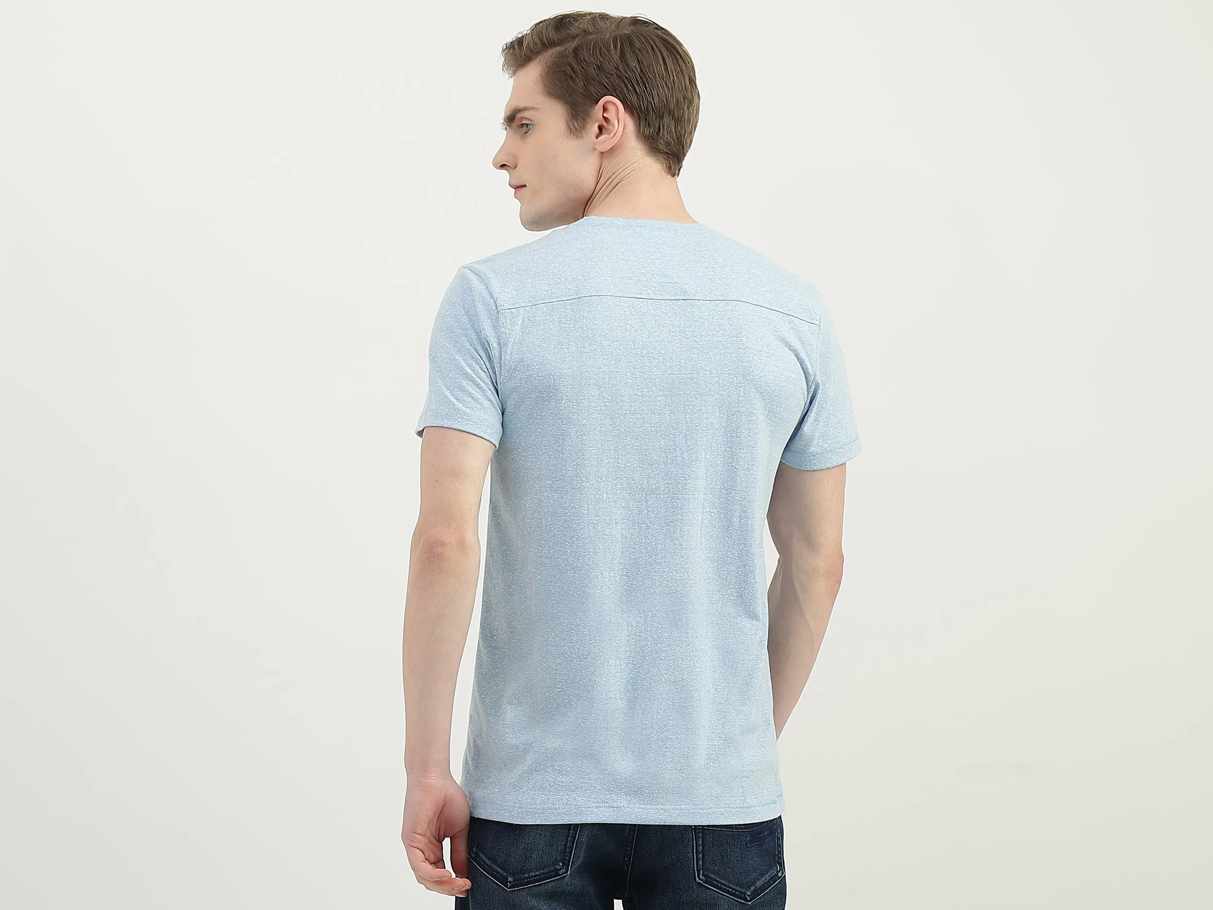 Men Textured V-Neck T-Shirt