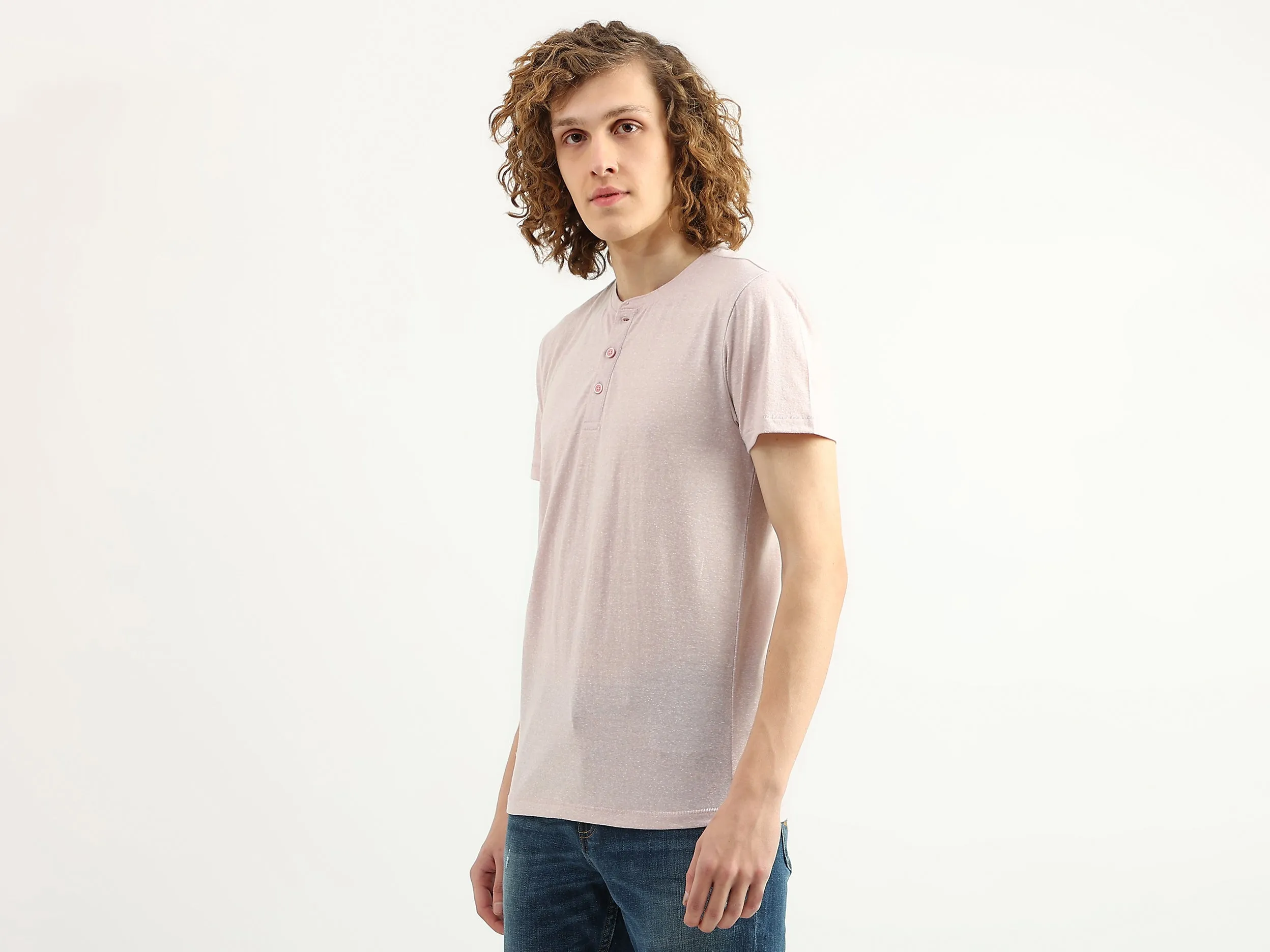 Men Textured V-Neck T-Shirt