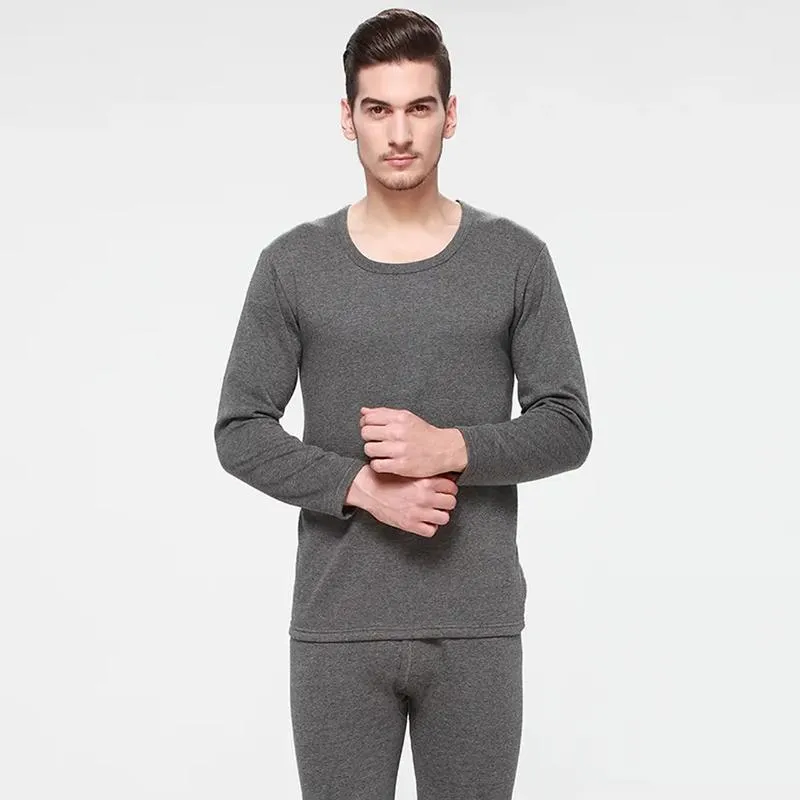 Men Winter Autumn Plus Velvet Thicken Thermal Underwear Tight Suit High Elasticity Wearable Comfortable Soft Lining O-neck Male Long Sleeve Breathable
