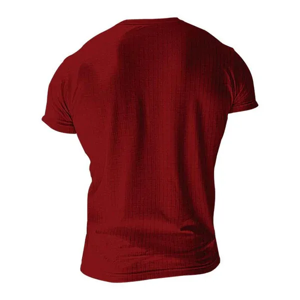 MEN'S CASUAL STRETCH KNIT SHORT SLEEVE HENLEY T-SHIRT