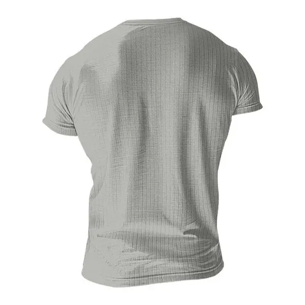 MEN'S CASUAL STRETCH KNIT SHORT SLEEVE HENLEY T-SHIRT