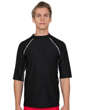 Men's  Chlorine Resistant Short Sleeve Rash Guard - Black