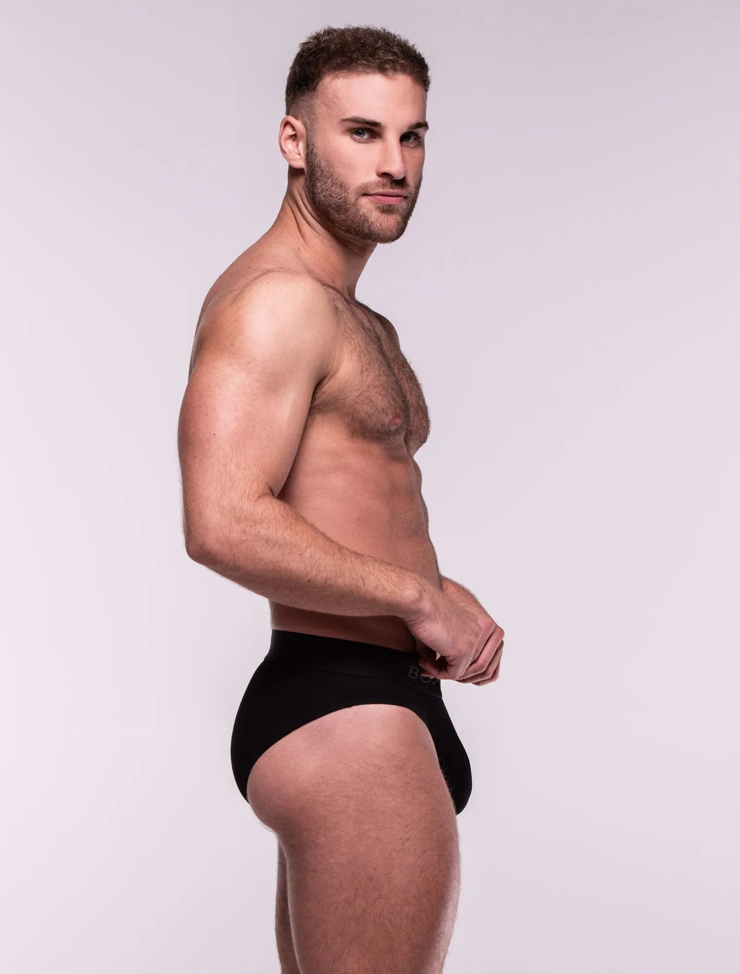 Mens Classic Ribbed Briefs - Black