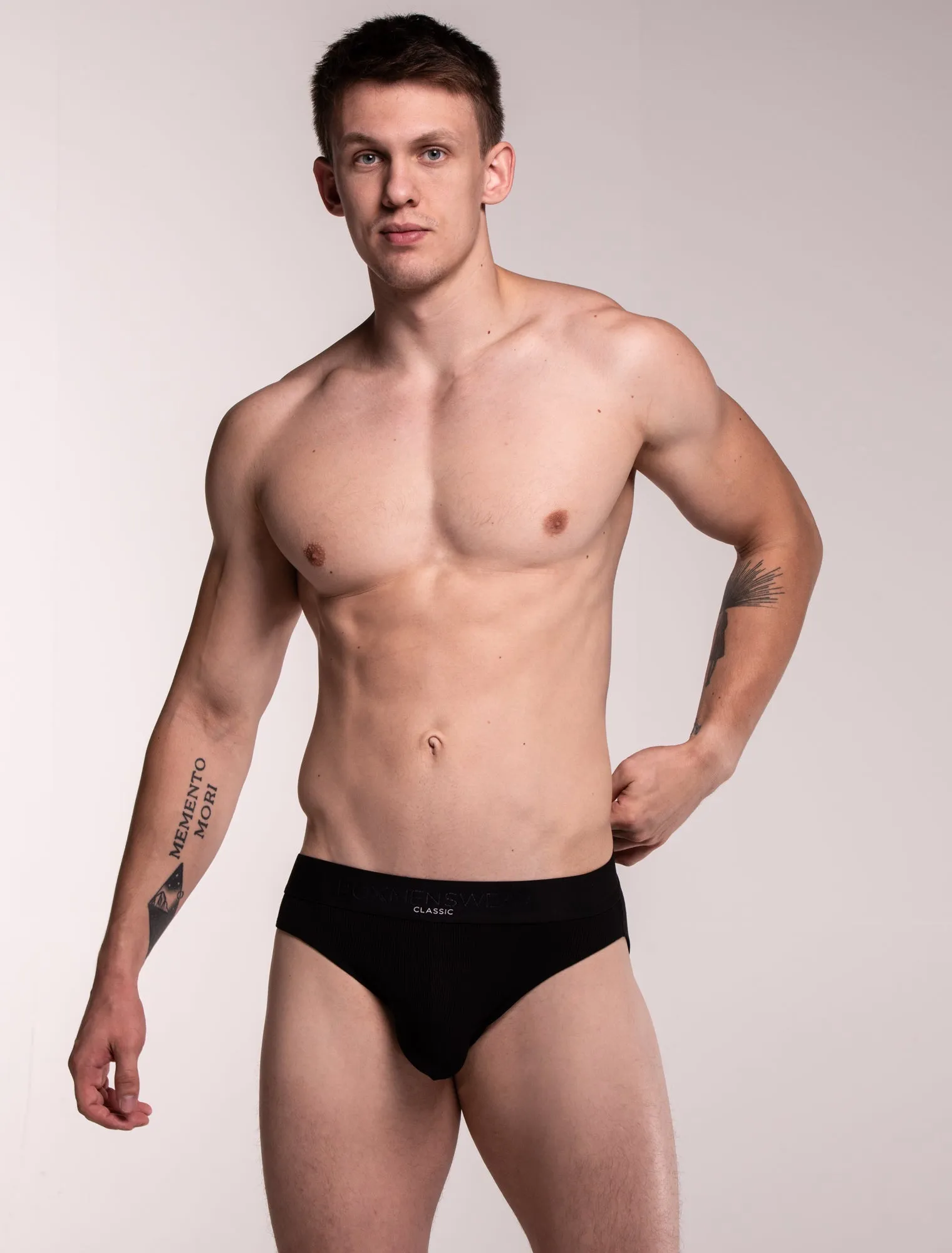 Mens Classic Ribbed Briefs - Black