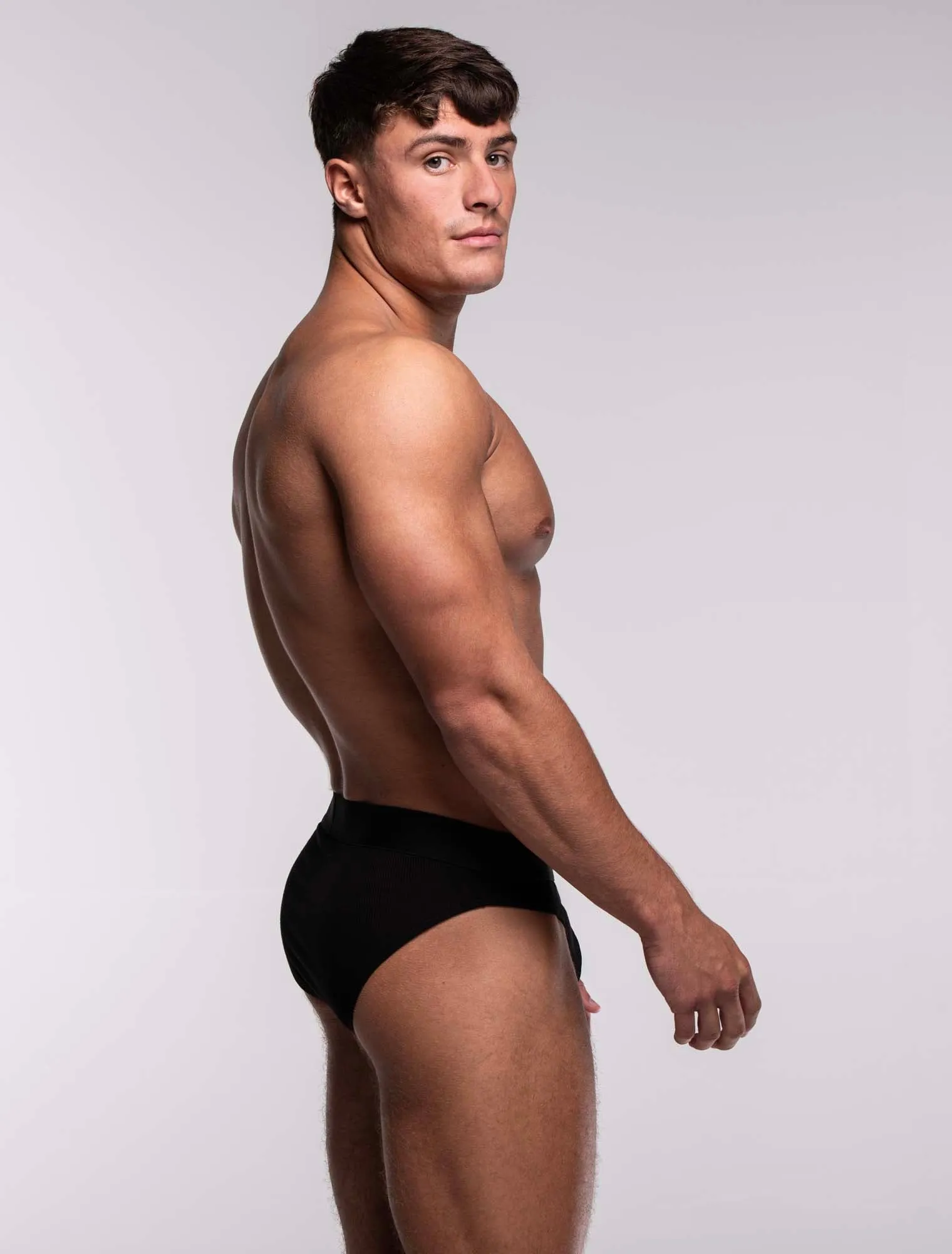 Mens Classic Ribbed Briefs - Black