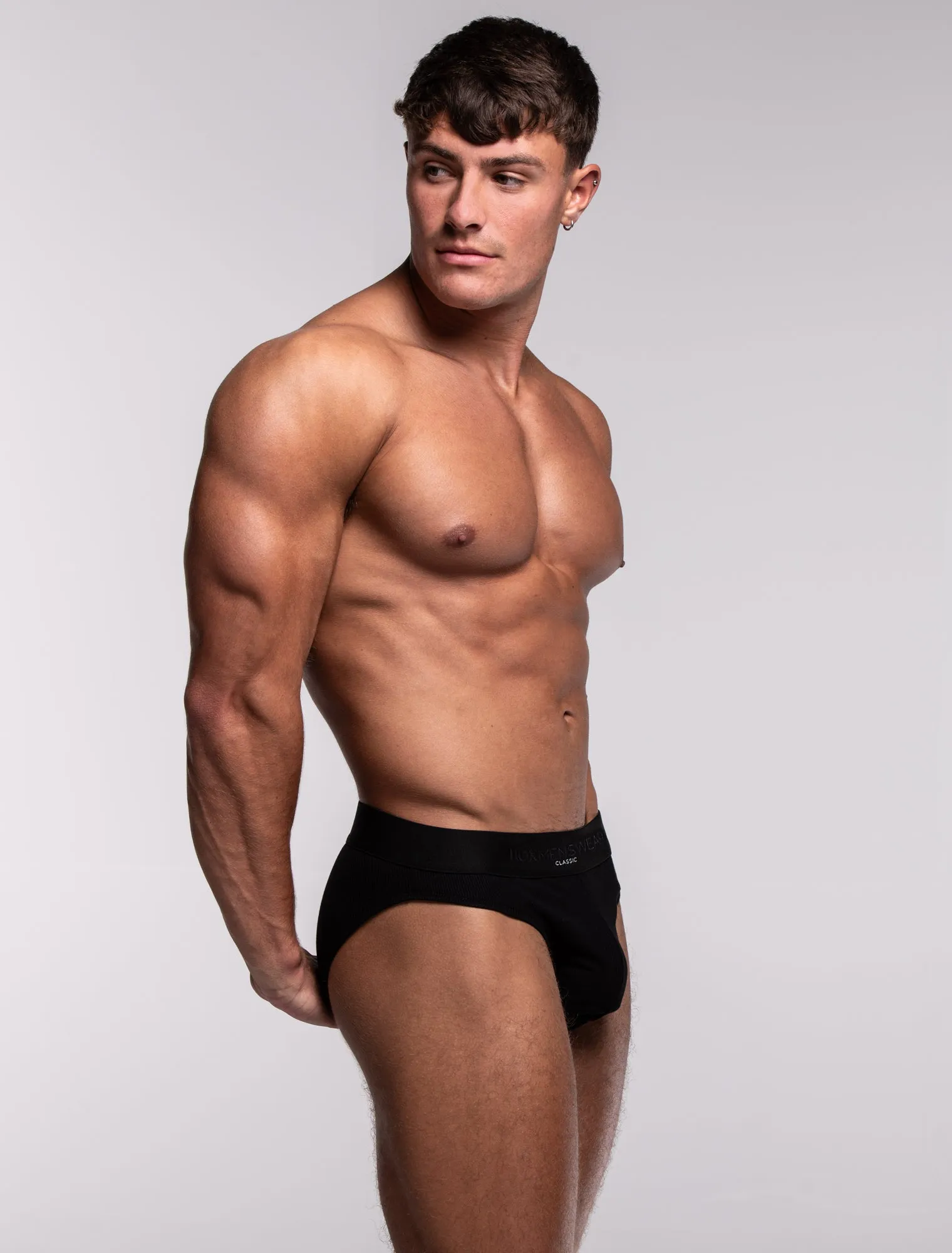 Mens Classic Ribbed Briefs - Black
