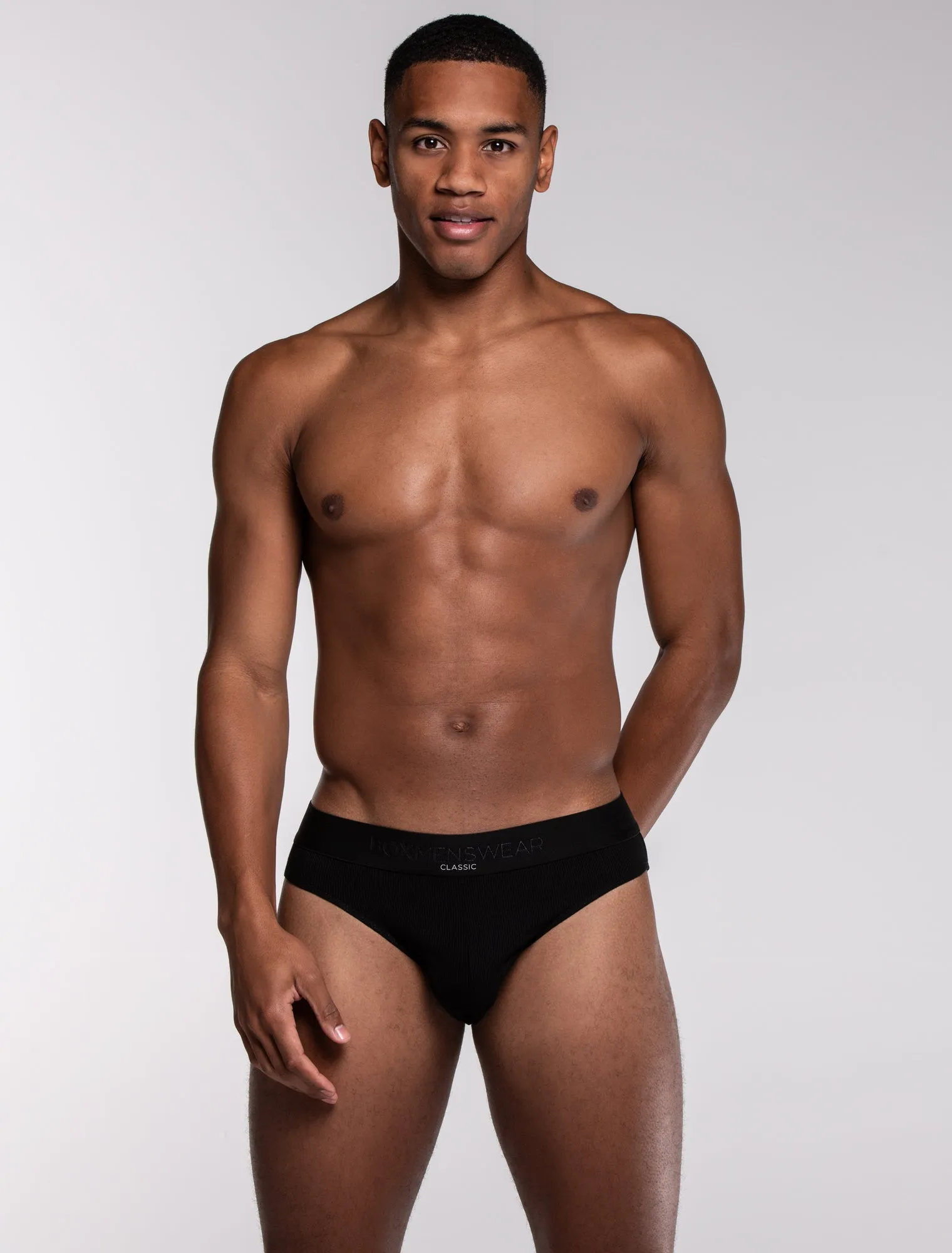 Mens Classic Ribbed Briefs - Black