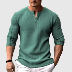 Men's Cozy Waffle Long Sleeve Henley T-Shirt