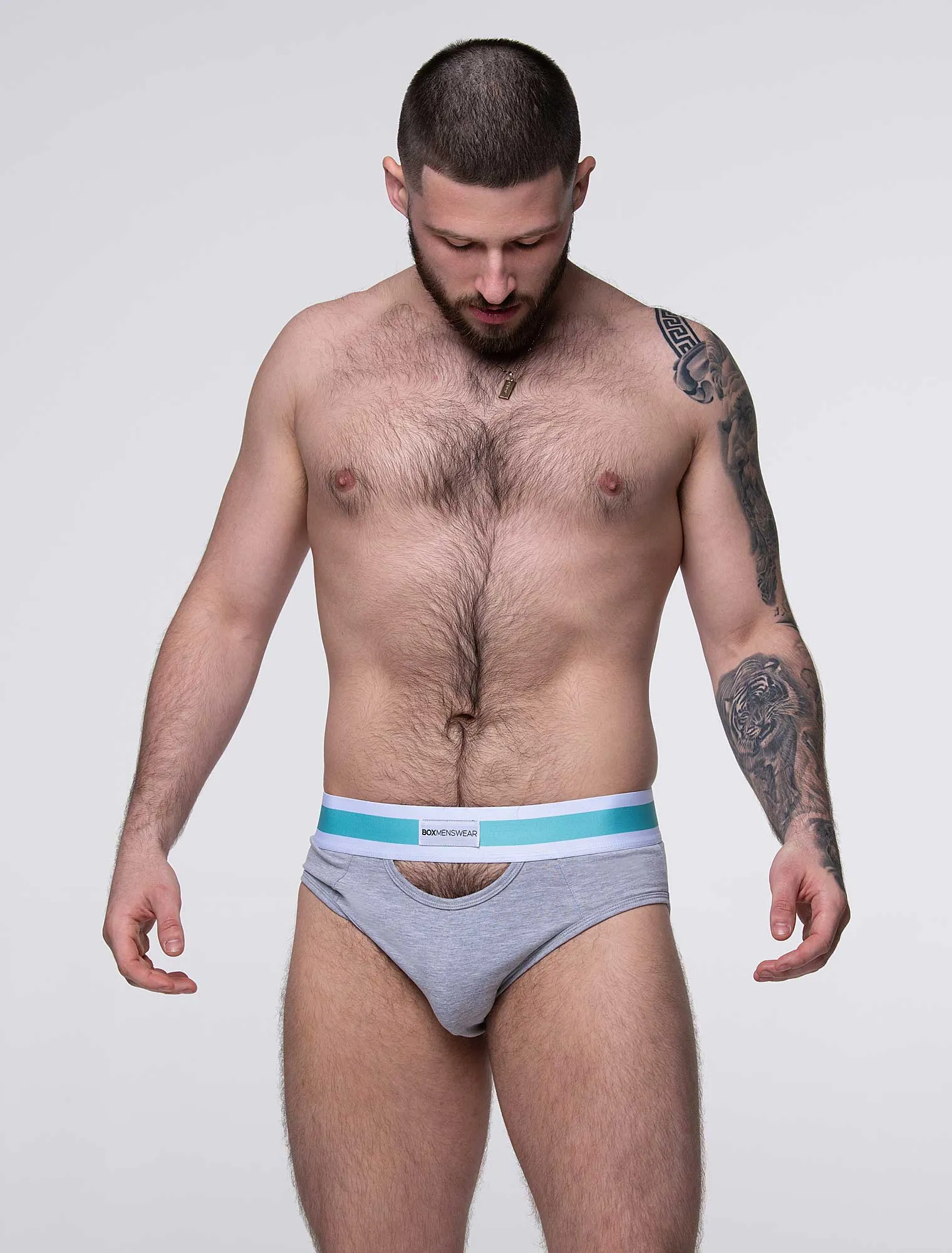 Mens Cut-Out Briefs - Grey