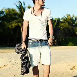 Men's Exclusive Pretty Tops V Neck T Shirts Stunning Cut Off Border New Summer Style #Q001