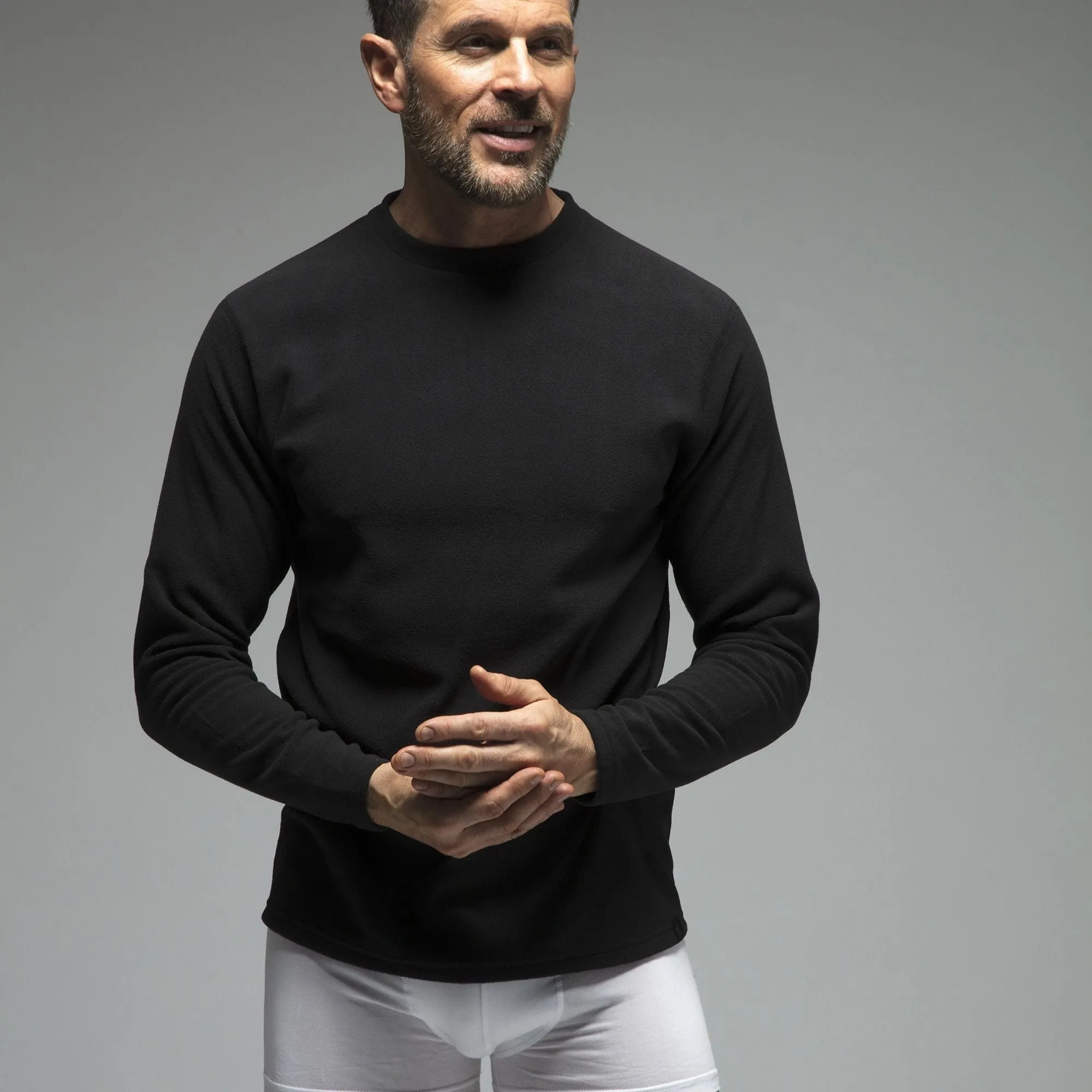 Mens Fleece Lined Base Layer Thermal Long Sleeve Top