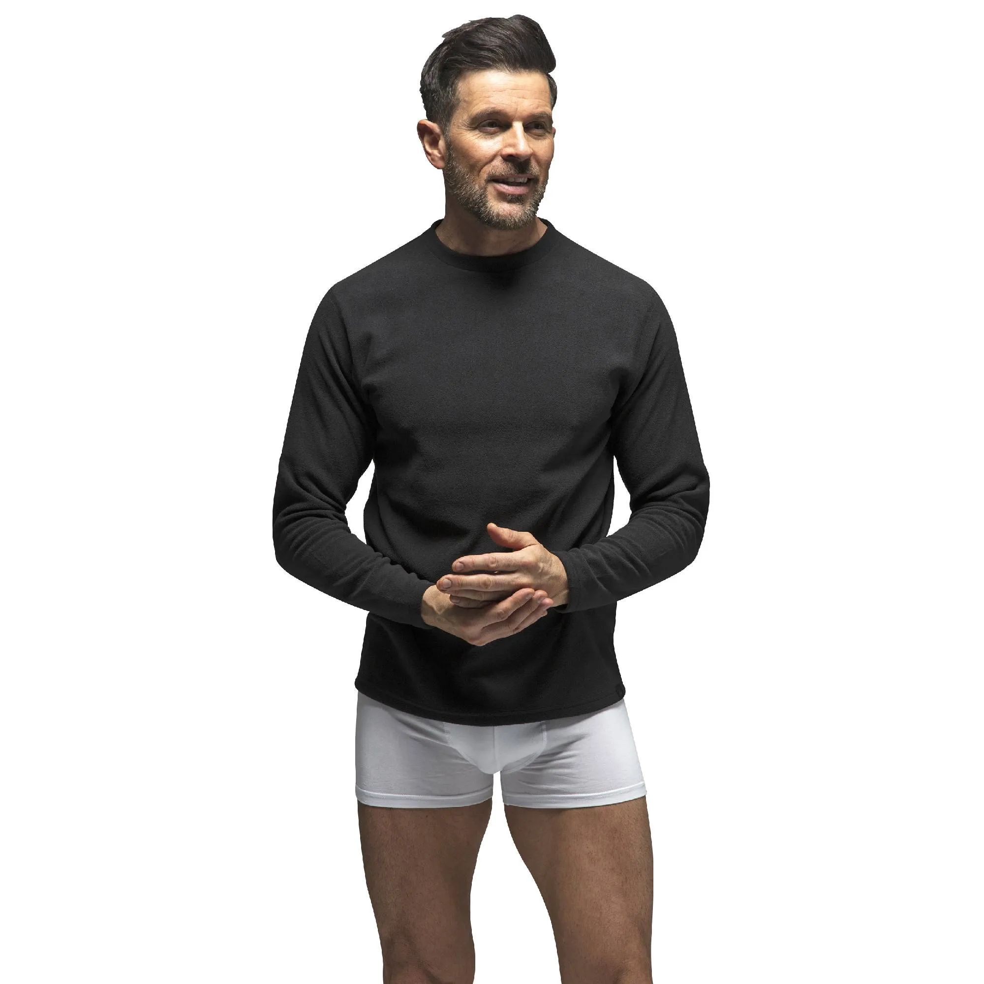 Mens Fleece Lined Base Layer Thermal Long Sleeve Top