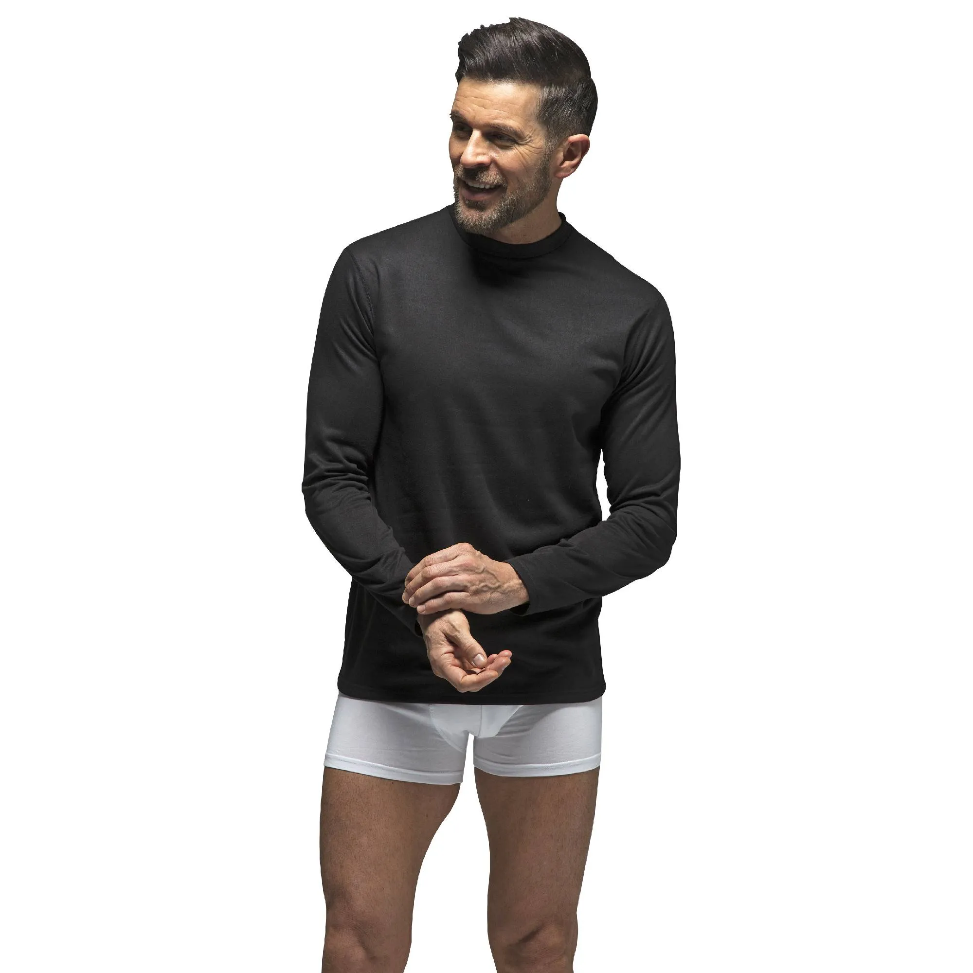 Mens Fleece Lined Base Layer Thermal Long Sleeve Top
