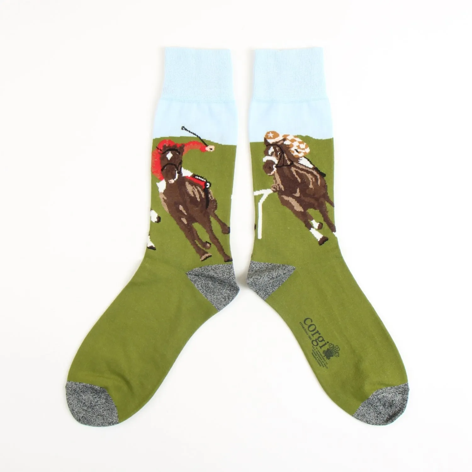 Men's Horse Racing Scene Cotton Socks