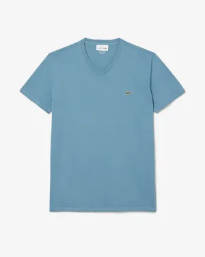 Men's Lightweight Pima Cotton V-Neck T-Shirt - Blue