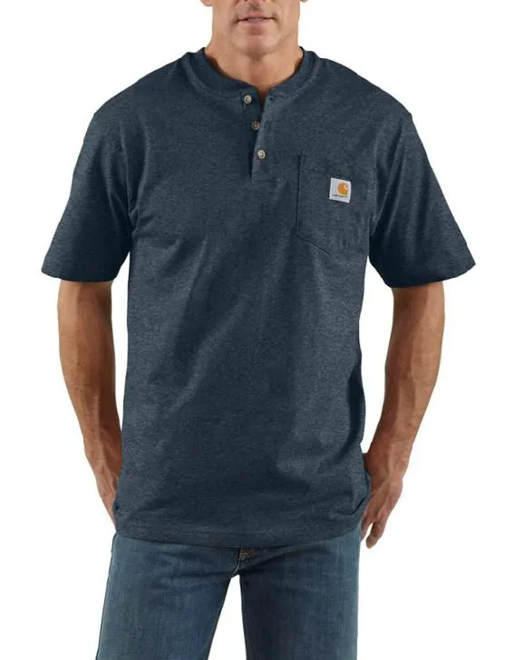 Men's Loose Fit Heavyweight Short-Sleeve Pocket Henley T-Shirt