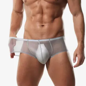 Men's See-through Low-Rise Ultra Thin Ice Silk Underpants (5-Pack) -JEWYEE 831