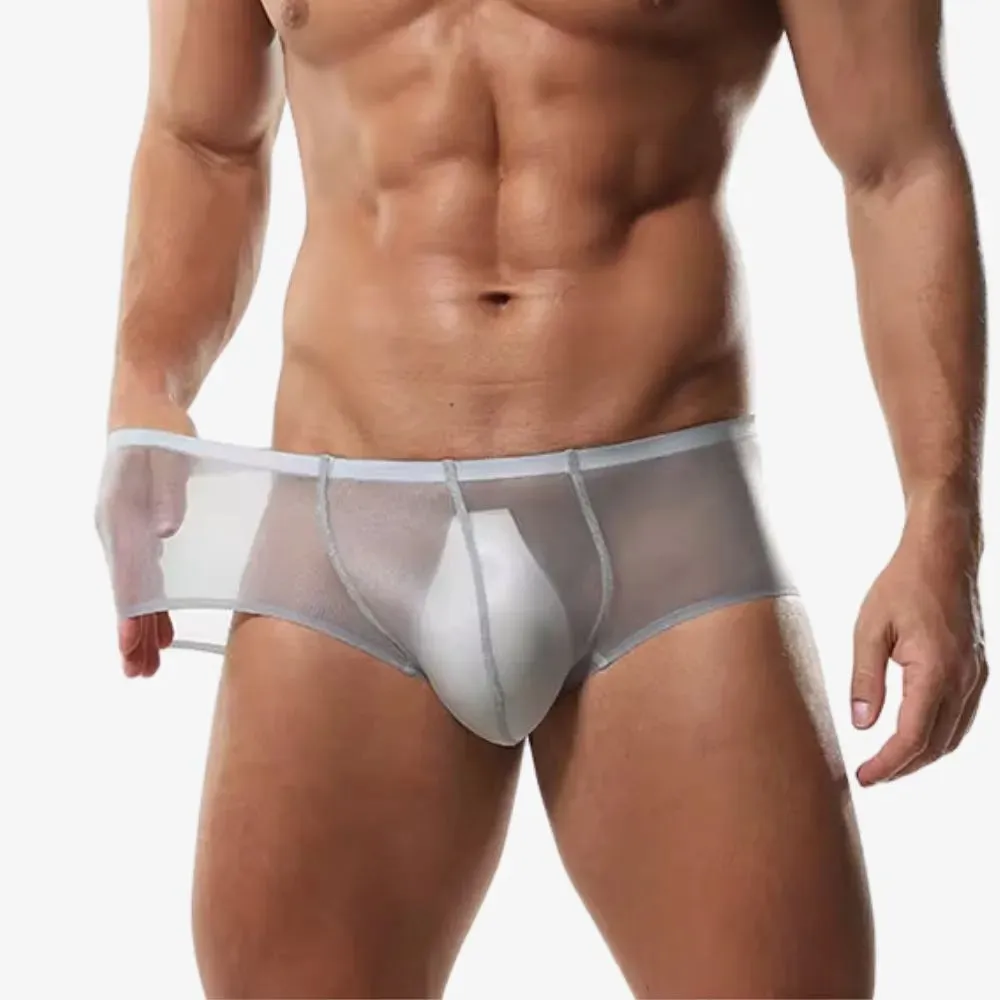 Men's See-through Low-Rise Ultra Thin Ice Silk Underpants (5-Pack) -JEWYEE 831