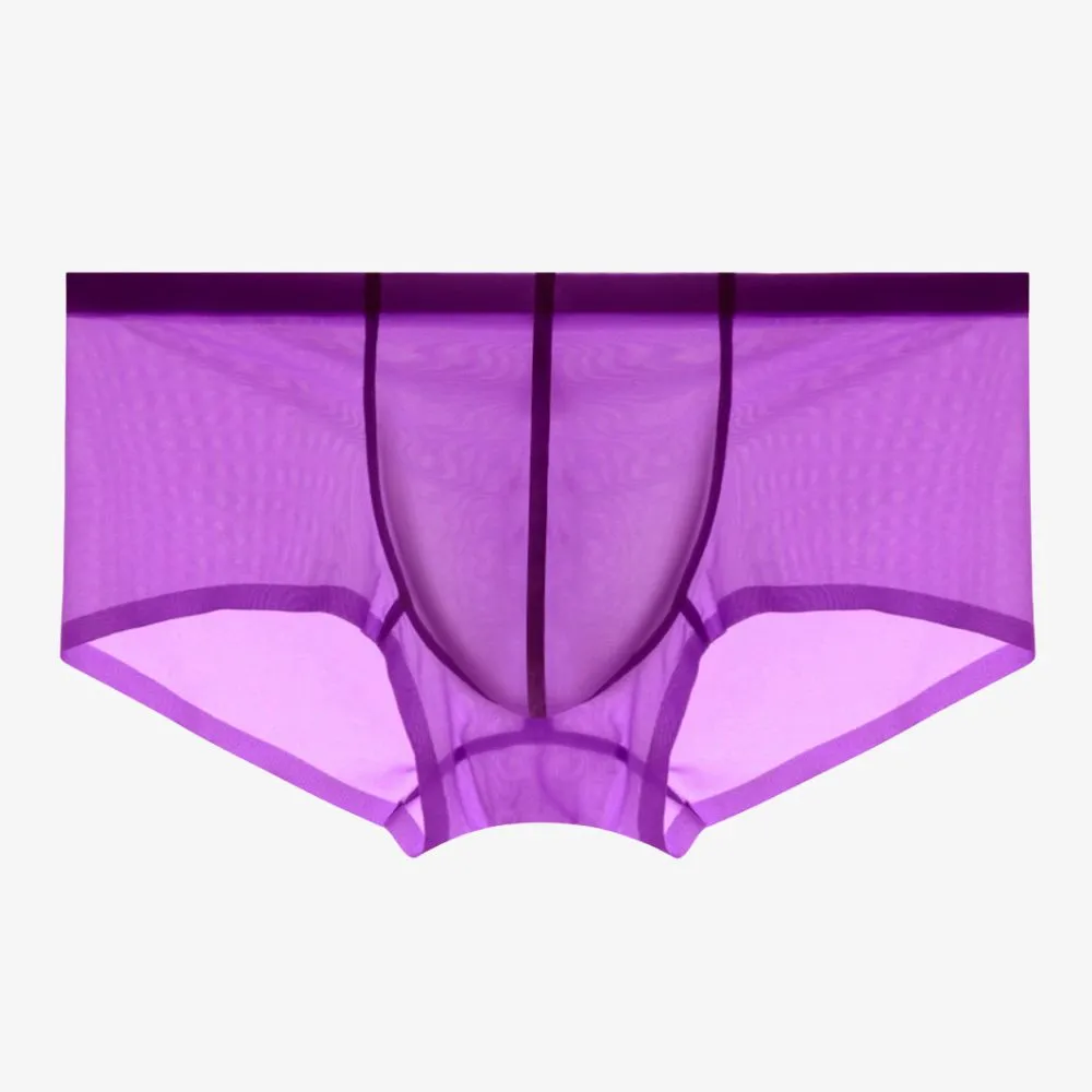 Men's See-through Low-Rise Ultra Thin Ice Silk Underpants (5-Pack) -JEWYEE 831