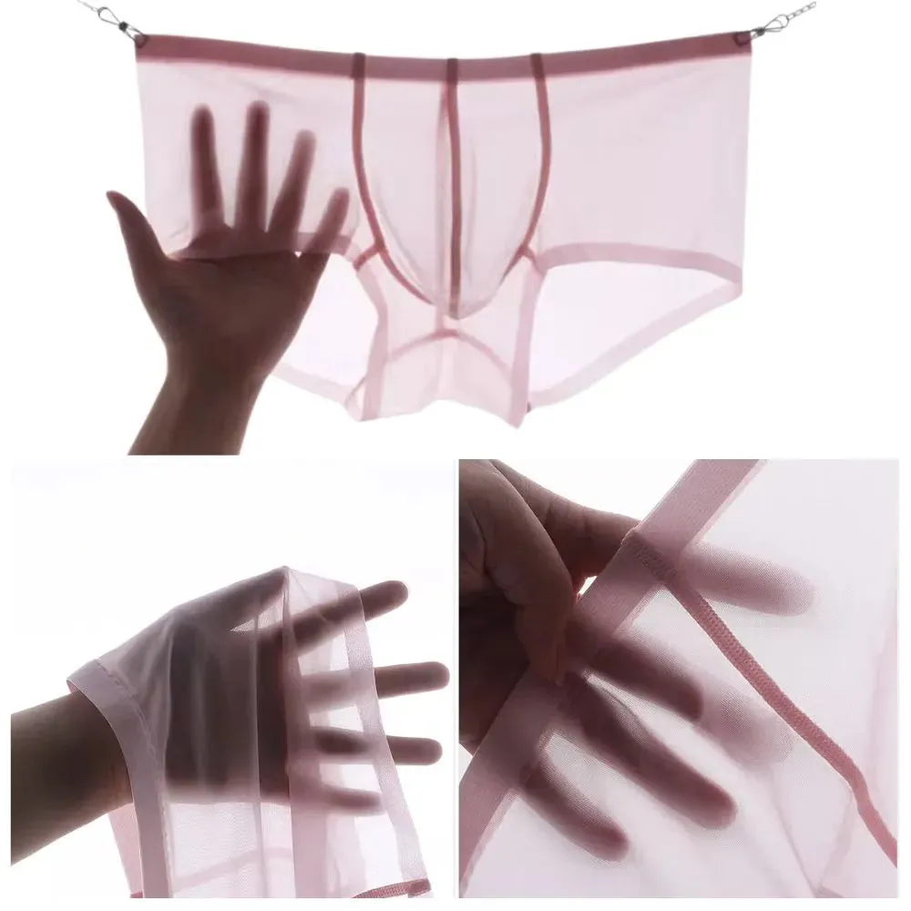 Men's See-through Low-Rise Ultra Thin Ice Silk Underpants (5-Pack) -JEWYEE 831