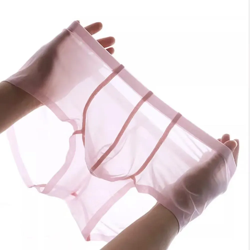Men's See-through Low-Rise Ultra Thin Ice Silk Underpants (5-Pack) -JEWYEE 831