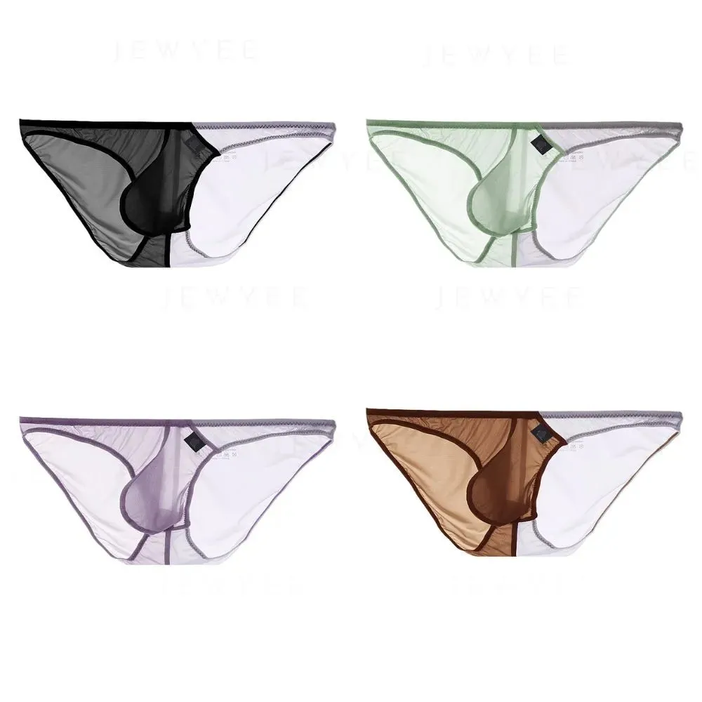 Men's See-through Ultra Thin Ice Silk  Low-Rise Briefs (4-Pack) - JEWYEE AY 848
