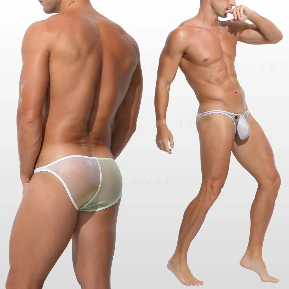 Men's See-through Ultra Thin Ice Silk  Low-Rise Briefs (4-Pack) - JEWYEE AY 848