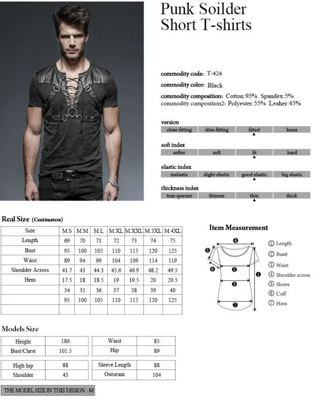 Men's Shirt Goth Punk/Street Punk Black Top