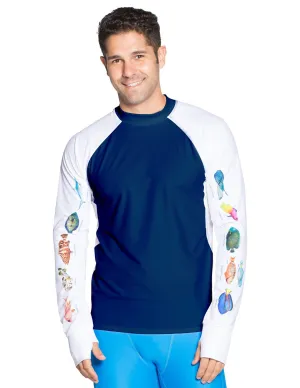 Men's Snorkel Caribbean Fish ID Rash Guard - Navy