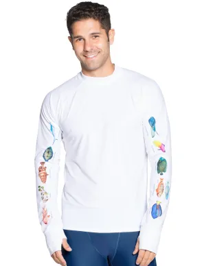 Men's Snorkel Caribbean Fish ID Rash Guard - White